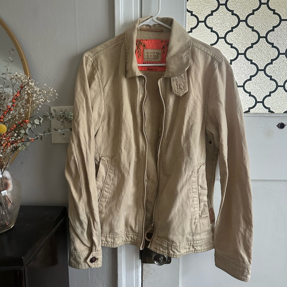 Scotch & Soda Light Beige Cotton / Linen Blend Zip Jacket